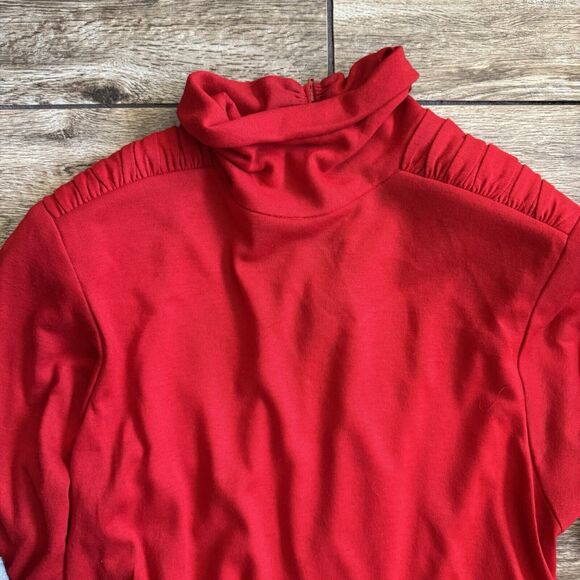 Vintage 80s Red Dress Women's 12 Belted Long - Picture 5 of 16